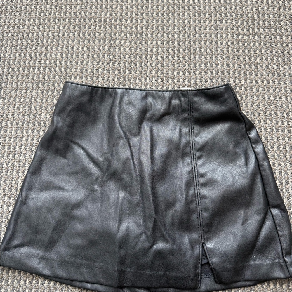 Hollister Black Faux Leather Mini Skirt